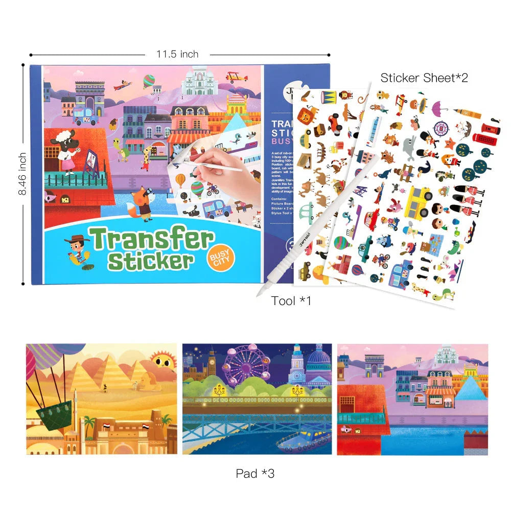 Jar Melo Transfer Sticker Scenes Pads -Busy City - Jaiman Toys