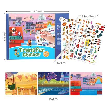 Jar Melo Transfer Sticker Scenes Pads -Busy City - Jaiman Toys