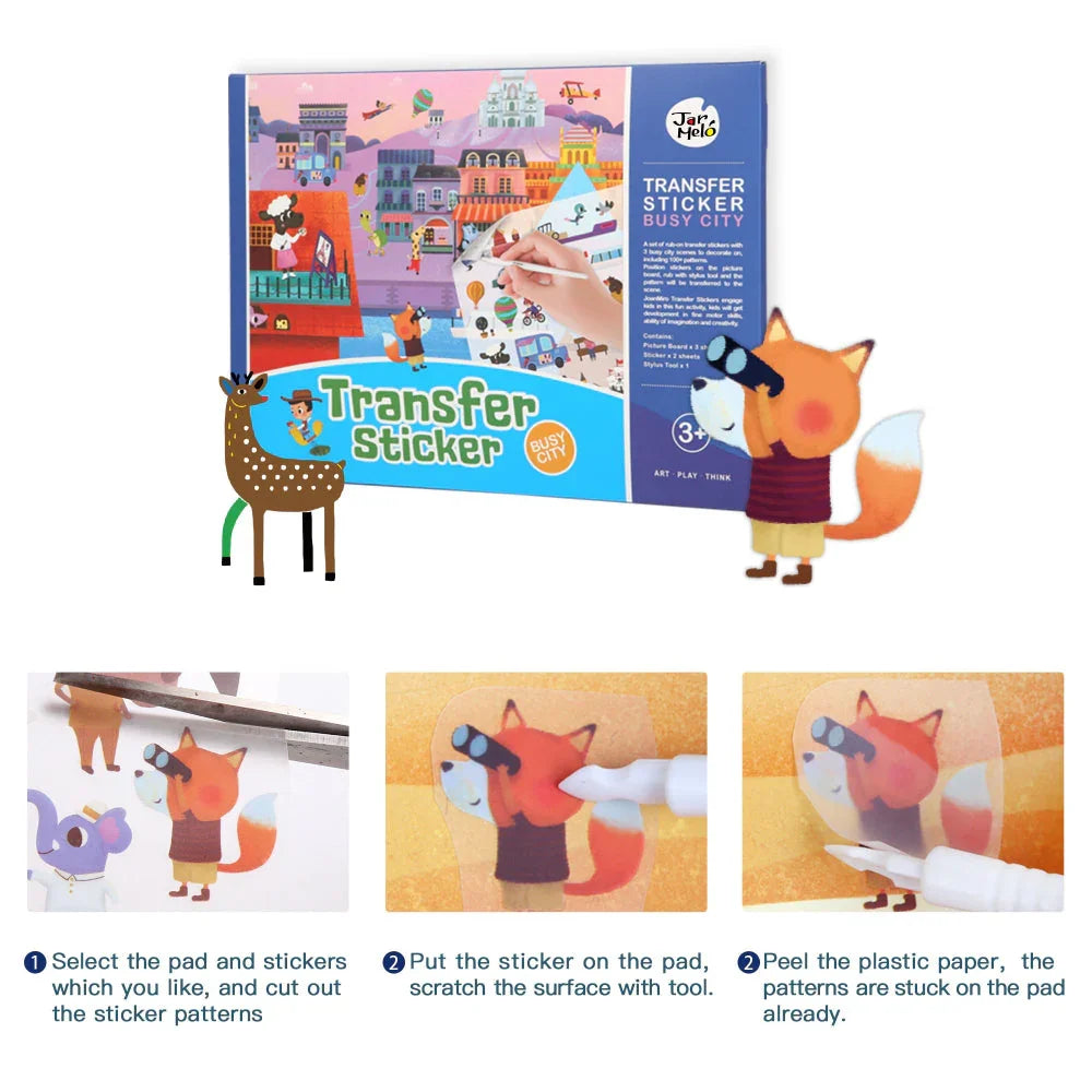 Jar Melo Transfer Sticker Scenes Pads -Busy City - Jaiman Toys