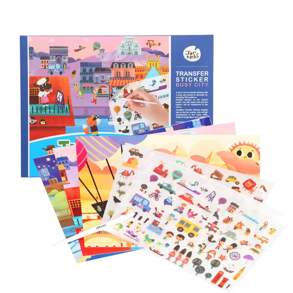 Jar Melo Transfer Sticker Scenes Pads -Busy City - Jaiman Toys