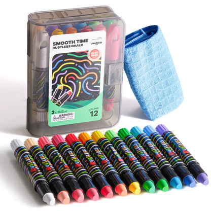 Jarmelo Smooth Time Dustless Chalk - 12 Colors - Jaiman Toys