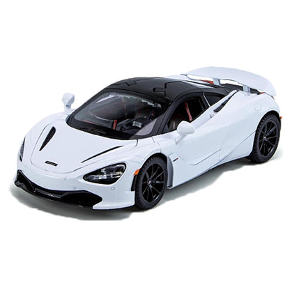 Joy Junction McLaren 720S Convertible 1:24 Diecast Car White – Metal Pullback Toy Car with Lights, Sound & Opening Doors