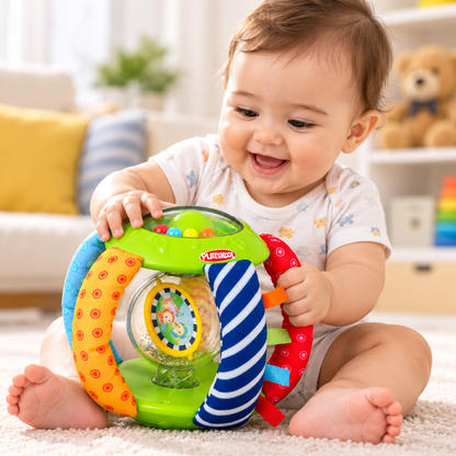 Playskool Gloworld Soft Clutch Ball Infant Rattle Toy | Multi-Textured Sensory Development Activity Toy for Babies (6+ Months)