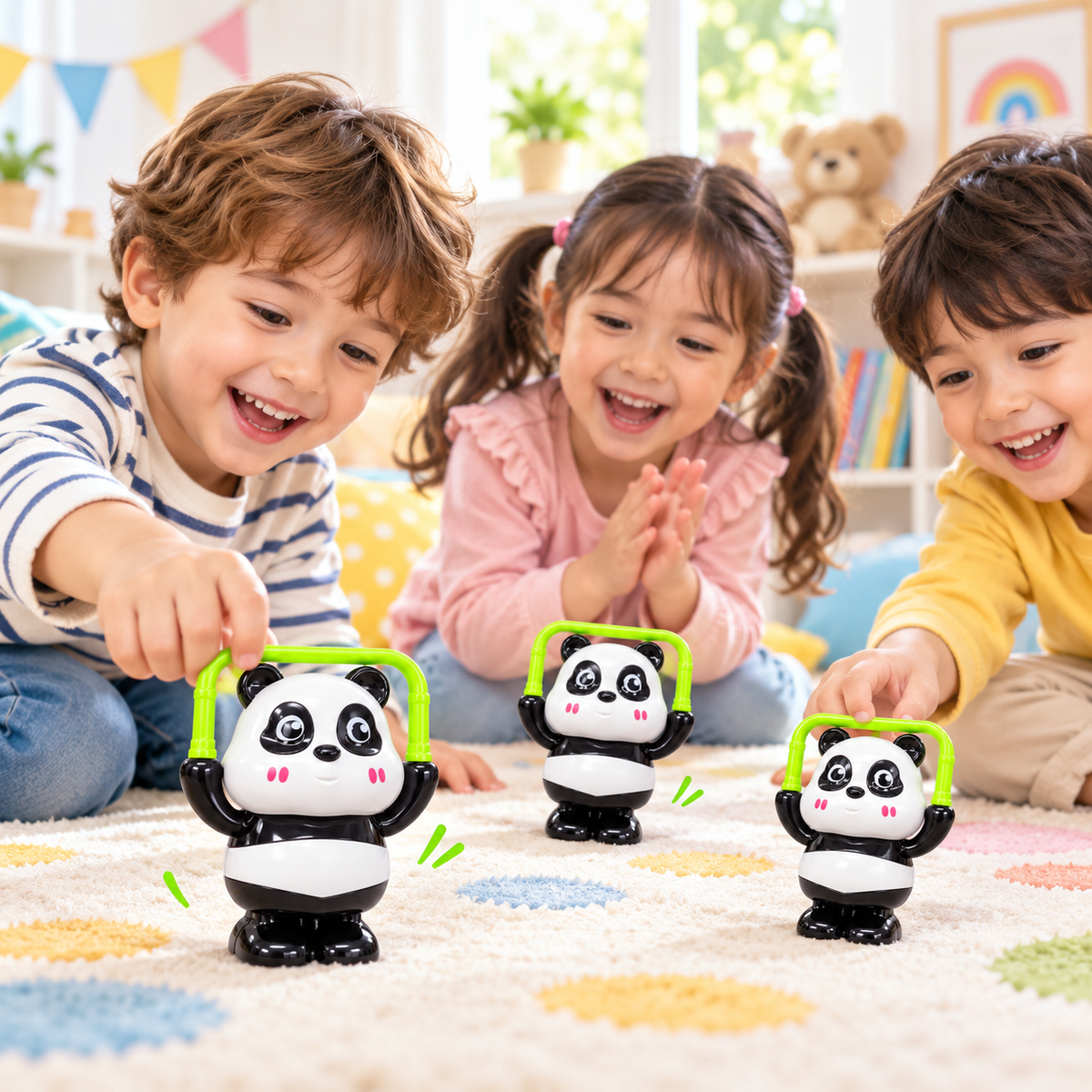 Mini Panda Roller Toy for Kids, Cute Wind-Up Rolling Panda Toy with Moving Action, Battery-Free Mechanical Animal Toy, Black & White Panda, Pack of 1
