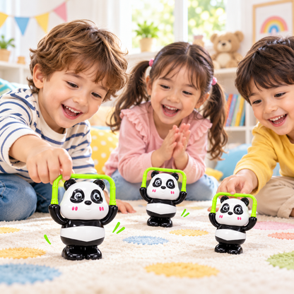 Mini Panda Roller Toy for Kids, Cute Wind-Up Rolling Panda Toy with Moving Action, Battery-Free Mechanical Animal Toy, Black & White Panda, Pack of 1