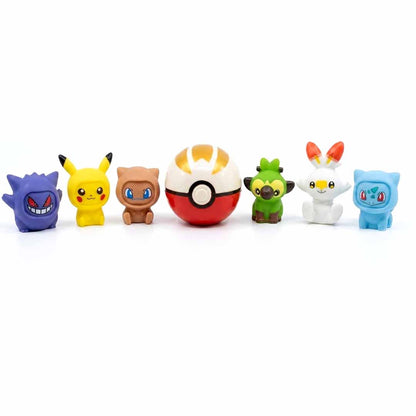 Pokémon Mini Figures & Poké Ball Gift Set | 7-Piece Collectible Character Toy Pack