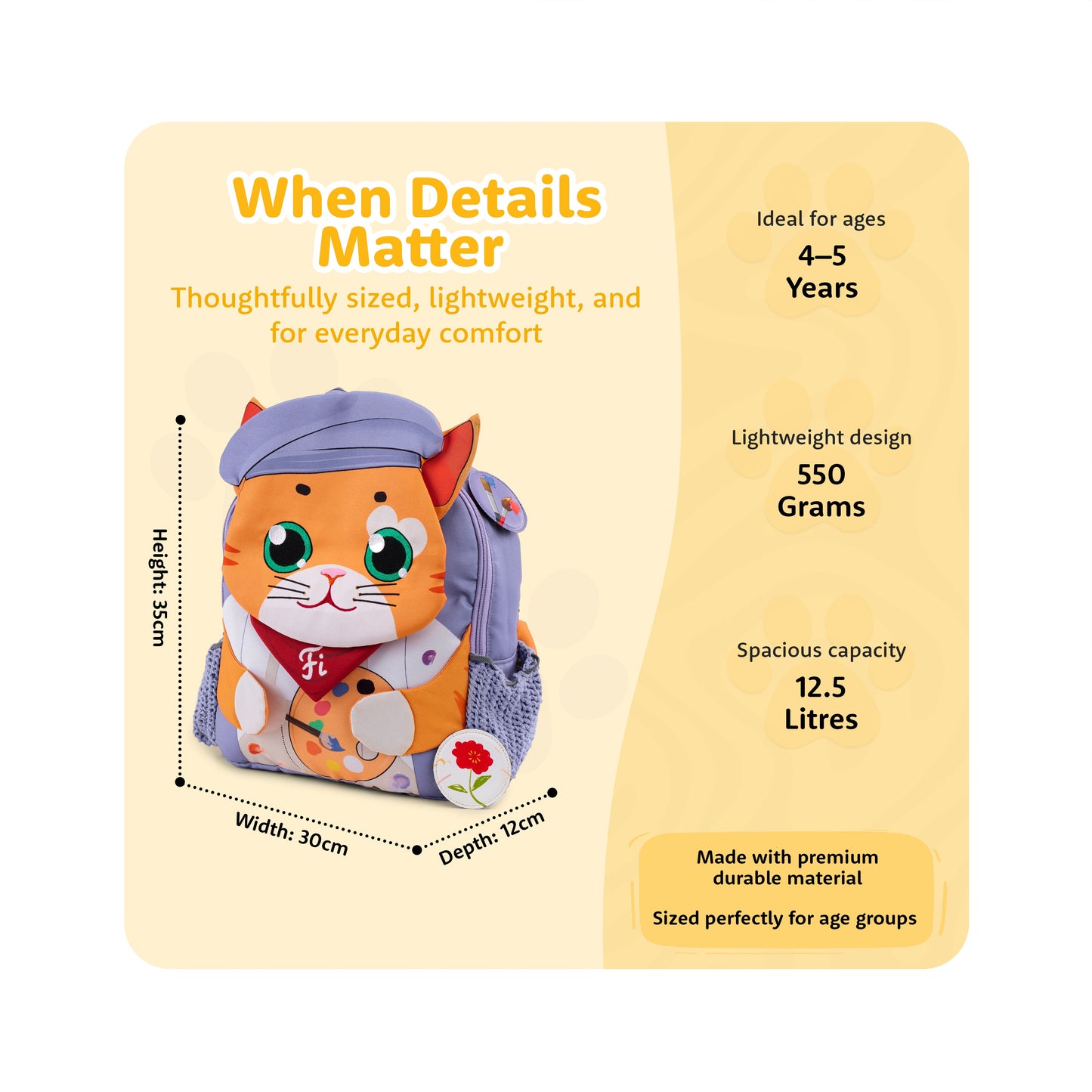 Filli & Me Artist Filli HugBag | 12.5L Kids Backpack for Kindergarten (4–5 Years) | Lightweight School & Travel Bag