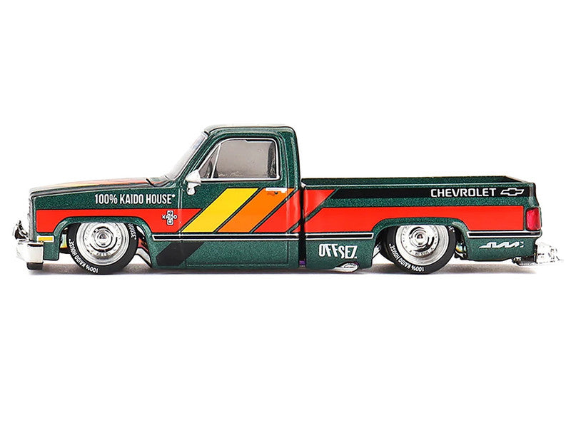 MiniGt 1:64 Chevrolet Silverado Pickup Truck Kaido Works V3 – Dark Green Metallic | Kaido House x Mini GT Die-Cast Model