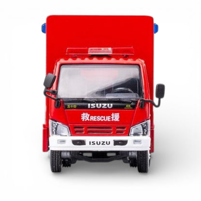 GCD 1:64 Red Rescue Fire Engine Van Truck Diecast Model | Premium Alloy Metal Fire Truck