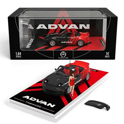 Time Micro Mazda MX-5 ADVAN Figure Edition 1:64 Scale Diecast Model Car | Premium Metal Collector Car | Collector Figure Included | Limited Edition | 14+