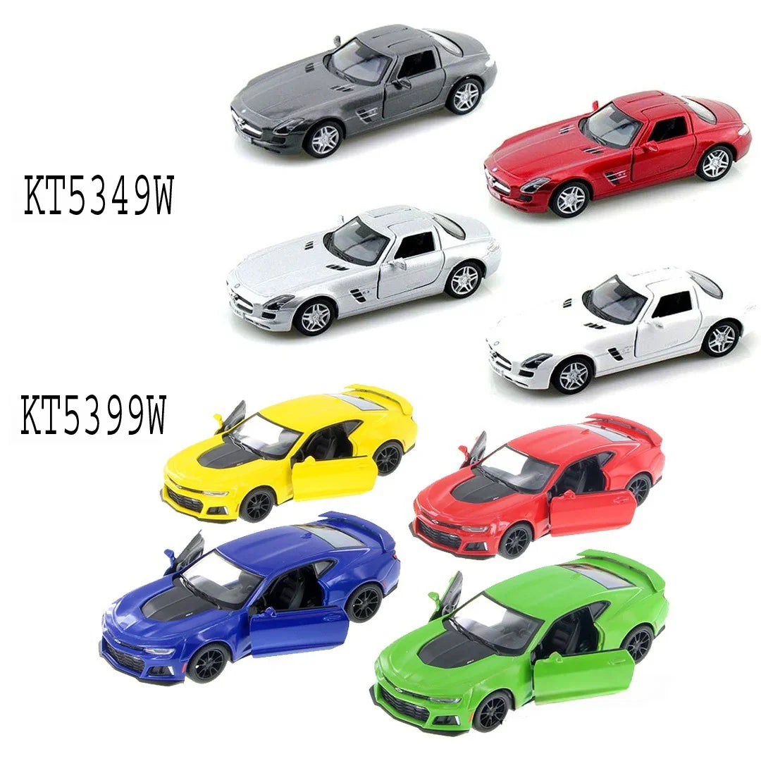 KiNSMART 2017 Chevrolet Camaro ZL1 & Mercedes-Benz SLS AMG Die-Cast Car Set of 8 | 1:36 Scale Pull-Back Toy Cars for Kids & Collectors