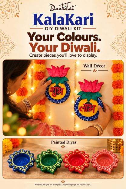 KalaKari painted diyas festive display