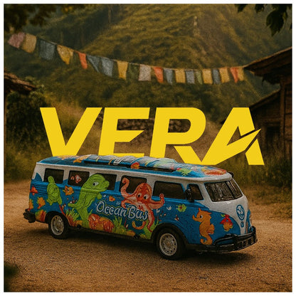 L.O.T Cars Vera Remote Control Ocean Bus – Blue RC Bus with LED Body Lights, 2.4GHz Remote, 15 km/h Speed, Rechargeable Toy Bus for Kids