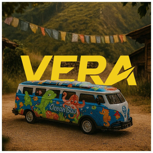 L.O.T Cars Vera Remote Control Ocean Bus – Blue RC Bus with LED Body Lights, 2.4GHz Remote, 15 km/h Speed, Rechargeable Toy Bus for Kids