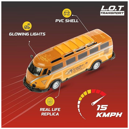 L.O.T Cars 2 Variations Vera Remote Control City Bus – Orange | LED Body Lights, 2.4GHz Remote, 15 KM/H Speed, RC Toy Bus for Kids