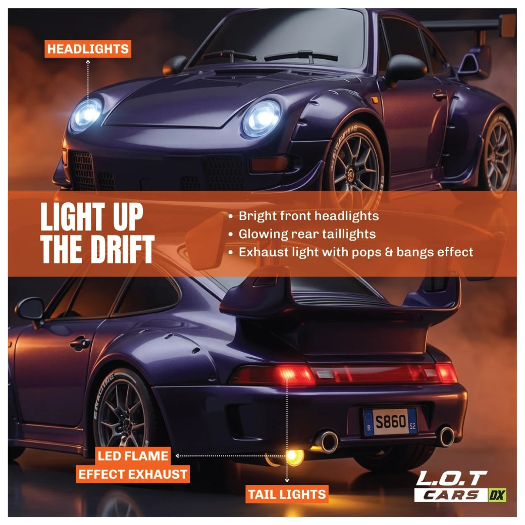 Zipp Remote Control Car – Burnout Prism | 4x4 RC Drift Car, 20 km/h, 2.4GHz Remote, 100m Range, Multi-Mode LED Lights