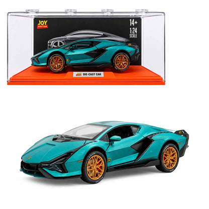 Joy Junction 1:24 Lamborghini Sian FKP 63 Scale Die-Cast Model Car with Display Case – Premium Metal Supercar Collectible (Green)