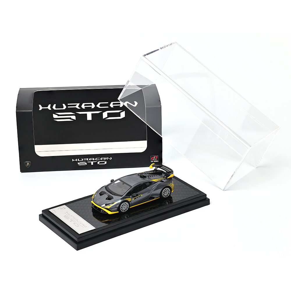 LCD Models 1:64 Lamborghini Huracán STO Die-Cast Model Car | Silver with Yellow Accents | Foshan APAxpo 2025 Exclusive | Premium Collectible Car