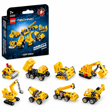 LEGO 42233 Technic Mighty Machines Series 1 Mystery Box Building Toy – Pack of 8 Collectible Vehicle Sets, 7+
