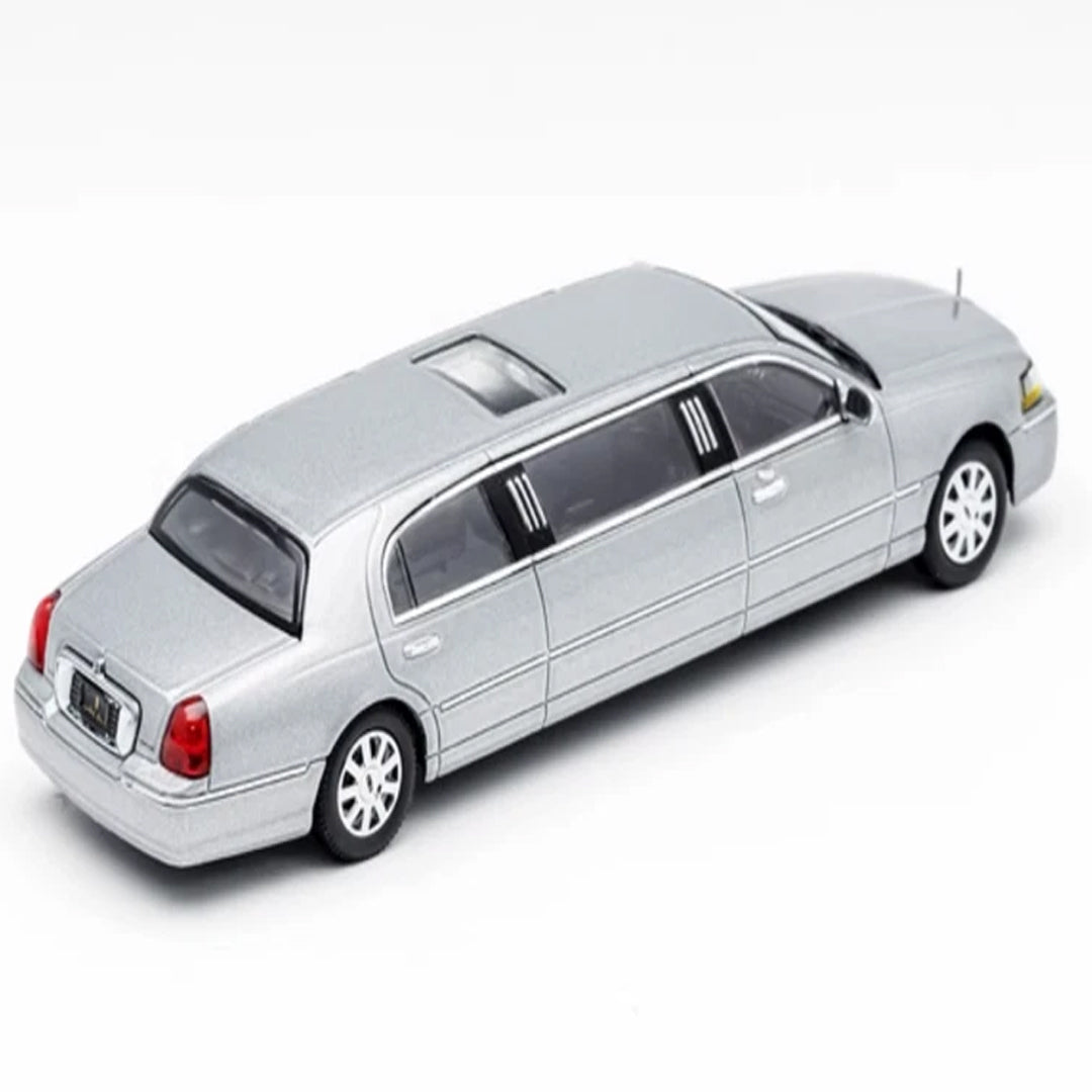 GCD 1:64 Scale Silver Stretch Limousine Diecast Model Car – Luxury Long Limo Collector Display