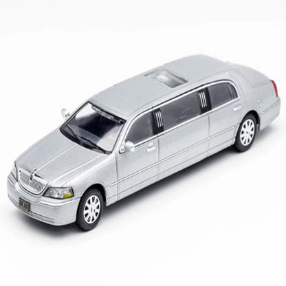 GCD 1:64 Scale Silver Stretch Limousine Diecast Model Car – Luxury Long Limo Collector Display