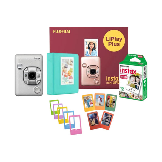 Fujifilm  Instax mini Liplay Camera (With Film, Album, Frames & Magnets ) Stone White - Open Box