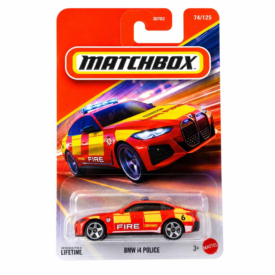 Matchbox 1:64 BMW i4 Fire Rescue Vehicle Die-Cast Model Car (Blister Pack) | Emergency Response Collection
