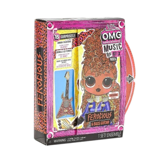LOL Surprise OMG Remix Rock Ferocious Fashion Doll with 15 Surprises Including Bass Guitar, Outfit, Shoes, Stand, Lyric Magazine, &amp; Record Player Playset, Kids Gift, Toys for Girls Boys Ages 4 5 6 7+