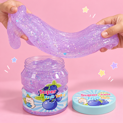 Super Fruit Tea Glitter Slime Jar – Stretchy Sensory Play Toy, Assorted Design, 1 Piece (Jar)