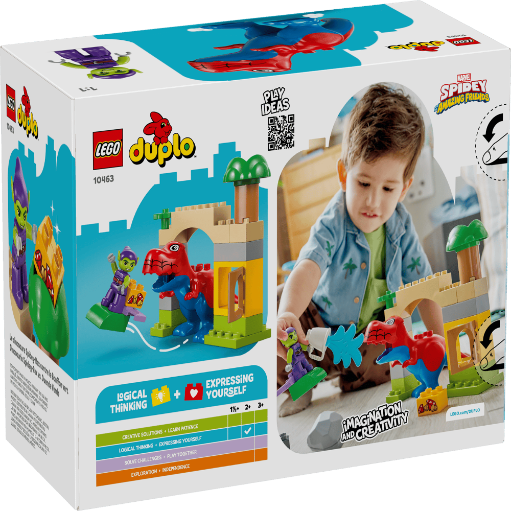 LEGO 10463 DUPLO Spidey Rex vs Green Goblin Dinosaur Set – Toddler Building Toy, 25 Pieces