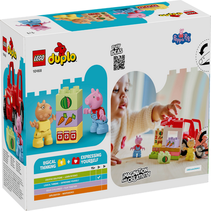 LEGO 10468 DUPLO Peppa Pig Tractor and Market Playset – Toddler Building Toy with Figures, 18 Pieces