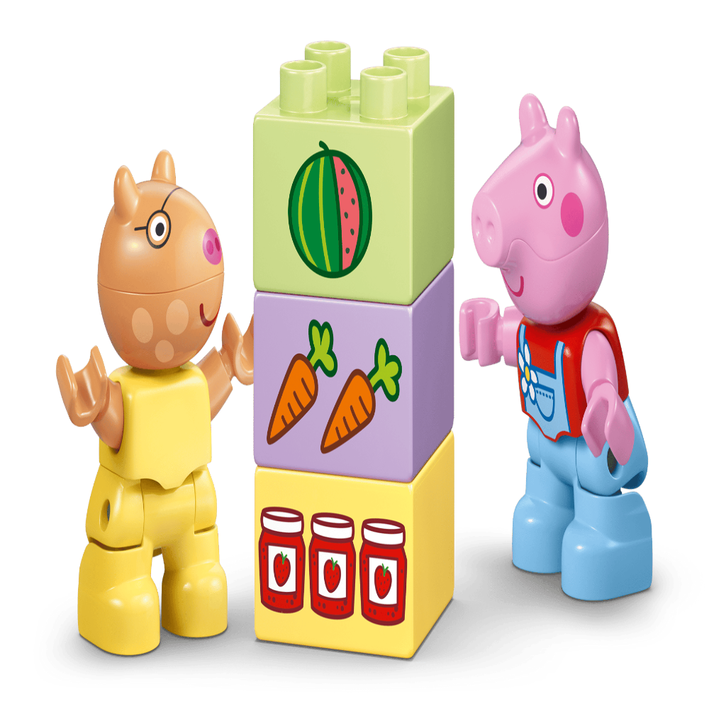 LEGO 10468 DUPLO Peppa Pig Tractor and Market Playset – Toddler Building Toy with Figures, 18 Pieces