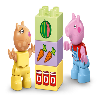 LEGO 10468 DUPLO Peppa Pig Tractor and Market Playset – Toddler Building Toy with Figures, 18 Pieces