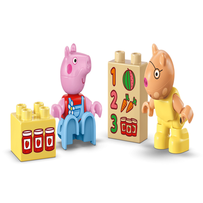 LEGO 10468 DUPLO Peppa Pig Tractor and Market Playset – Toddler Building Toy with Figures, 18 Pieces