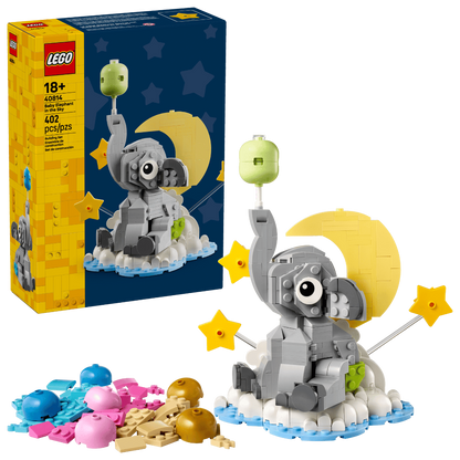 LEGO 40814 Baby Elephant in the Sky Building Set (402 Pieces) | Collectible Display Gift for New Parents & Baby Showers