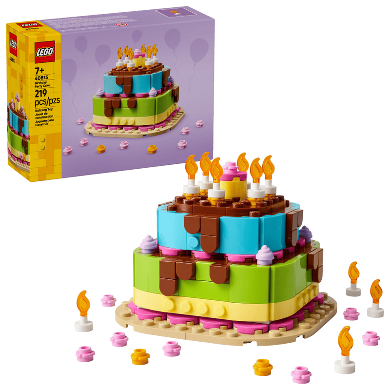 LEGO 40815 Birthday Party Cake Building Set (219 Pieces) | Buildable Birthday Cake Decoration for Kids Ages 7+