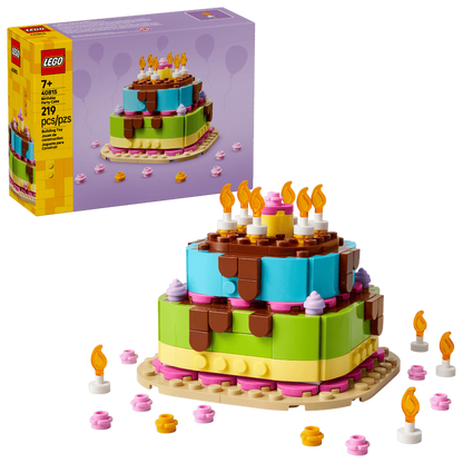 LEGO 40815 Birthday Party Cake Building Set (219 Pieces) | Buildable Birthday Cake Decoration for Kids Ages 7+