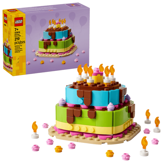LEGO 40815 Birthday Party Cake Building Set (219 Pieces) | Buildable Birthday Cake Decoration for Kids Ages 7+