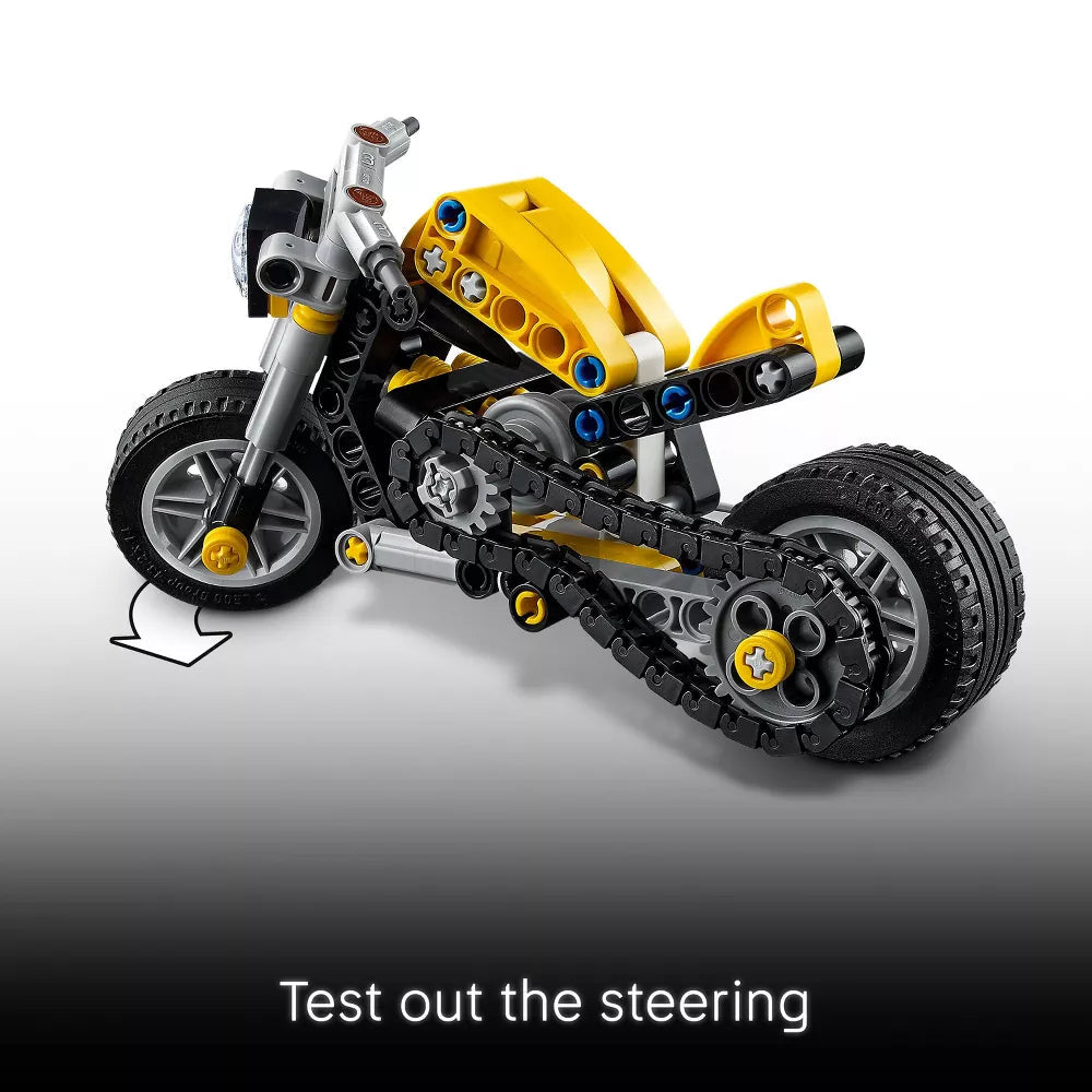 LEGO 42225 Technic Yellow Motorcycle Building Set – 151 Pieces Mechanical Bike Model