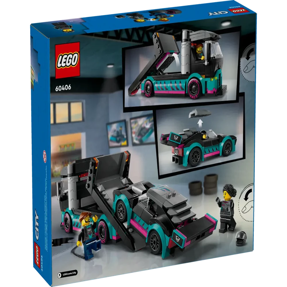 LEGO City Race Car and Car Carrier Truck Building Toy 60406 (328 Pieces) - Jaiman Toys