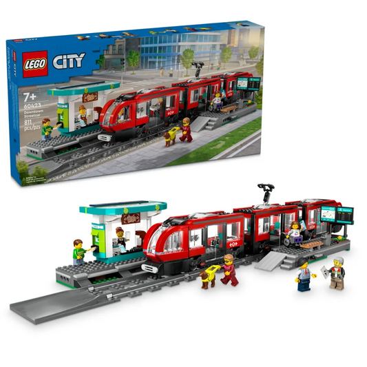LEGO City 60423 Downtown Tram and Station Toy Set Building Blocks (811 Pieces) - Jaiman Toys