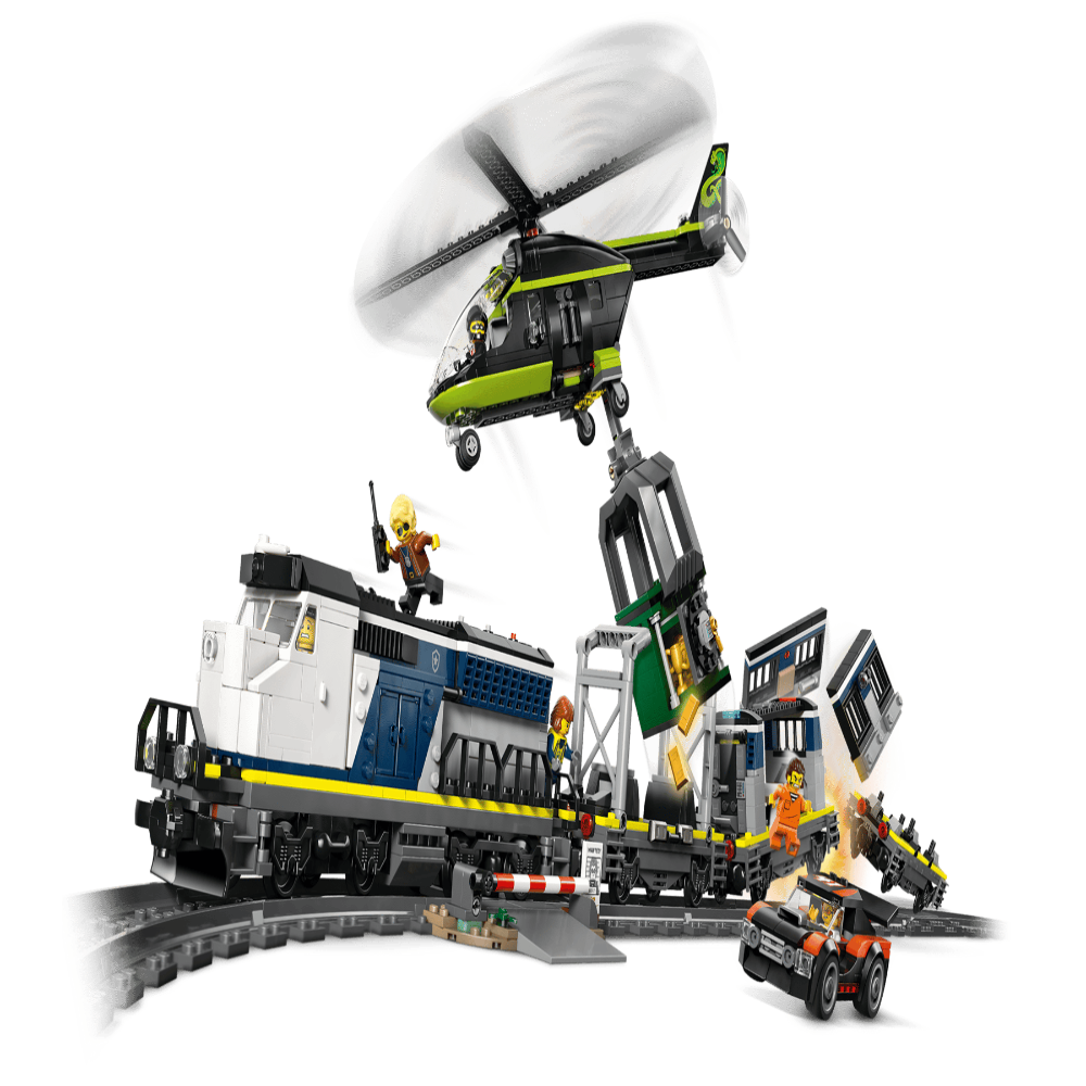 LEGO 60508 City Police Train Heist Remote Control Set – RC Train Toy with Tracks, Helicopter & Minifigures, 1313 Pieces
