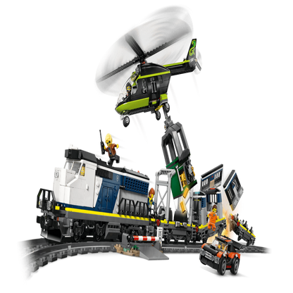 LEGO 60508 City Police Train Heist Remote Control Set – RC Train Toy with Tracks, Helicopter & Minifigures, 1313 Pieces