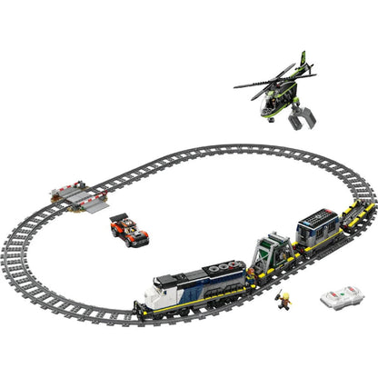 LEGO 60508 City Police Train Heist Remote Control Set – RC Train Toy with Tracks, Helicopter & Minifigures, 1313 Pieces