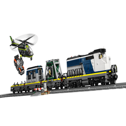 LEGO 60508 City Police Train Heist Remote Control Set – RC Train Toy with Tracks, Helicopter & Minifigures, 1313 Pieces