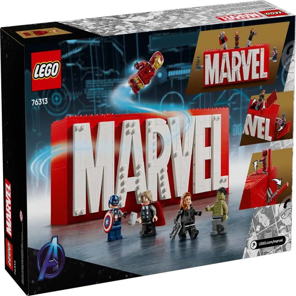 LEGO 76313 Marvel : Marvel Logo & Minifigures Building Set (931 Pieces)