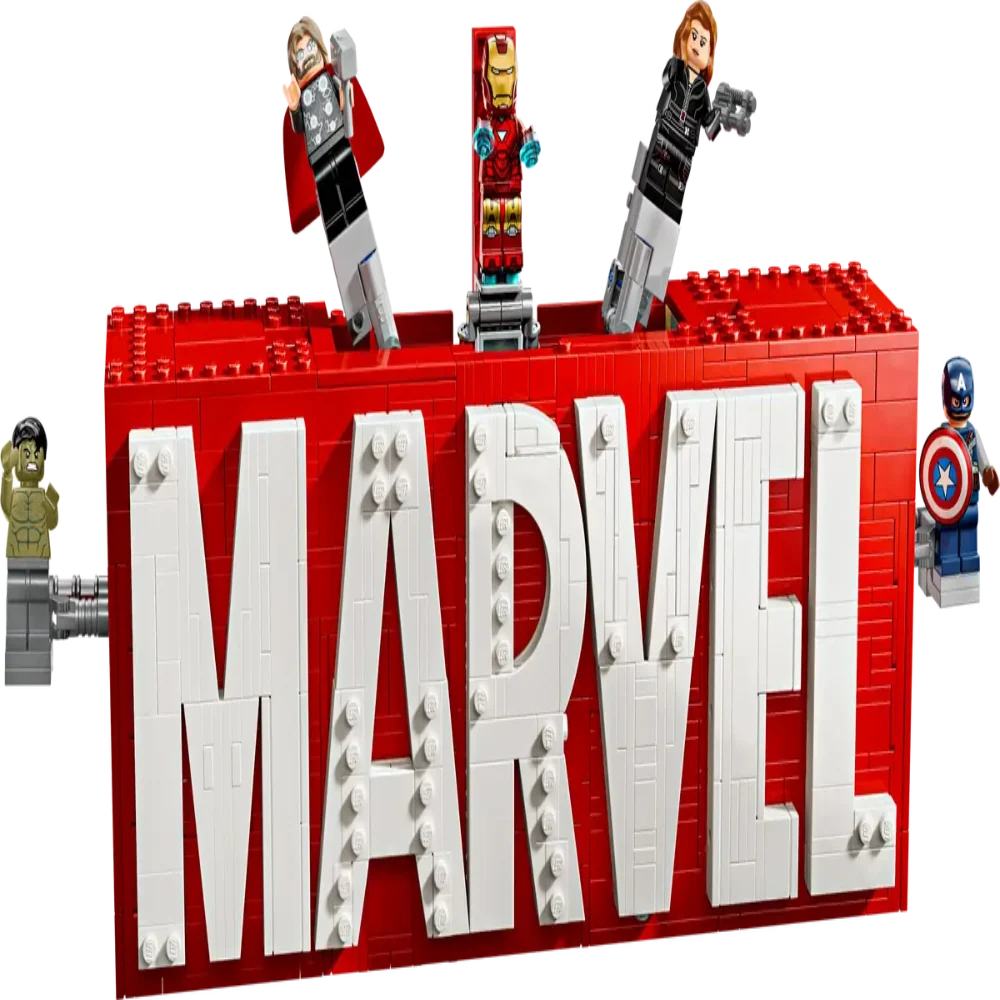LEGO 76313 Marvel : Marvel Logo & Minifigures Building Set (931 Pieces)