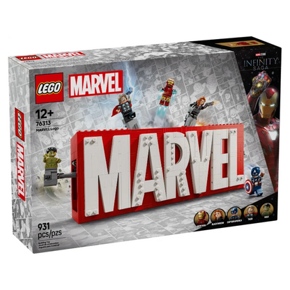 LEGO 76313 Marvel : Marvel Logo & Minifigures Building Set (931 Pieces)