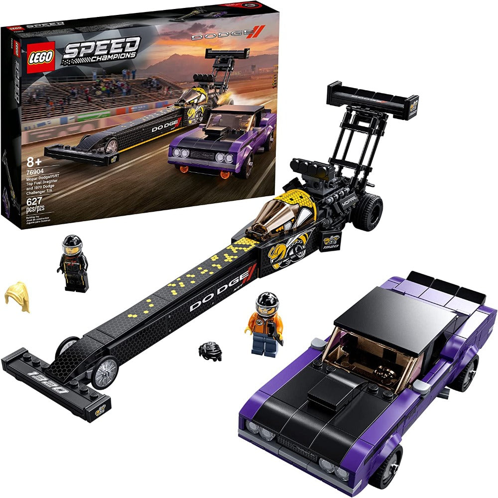 LEGO 76904 Speed Champions Mopar Dodge SRT Top Fuel Dragster&1970 Dodge Challenger T/A,Multicolor, 627 Pcs\ - Jaiman Toys