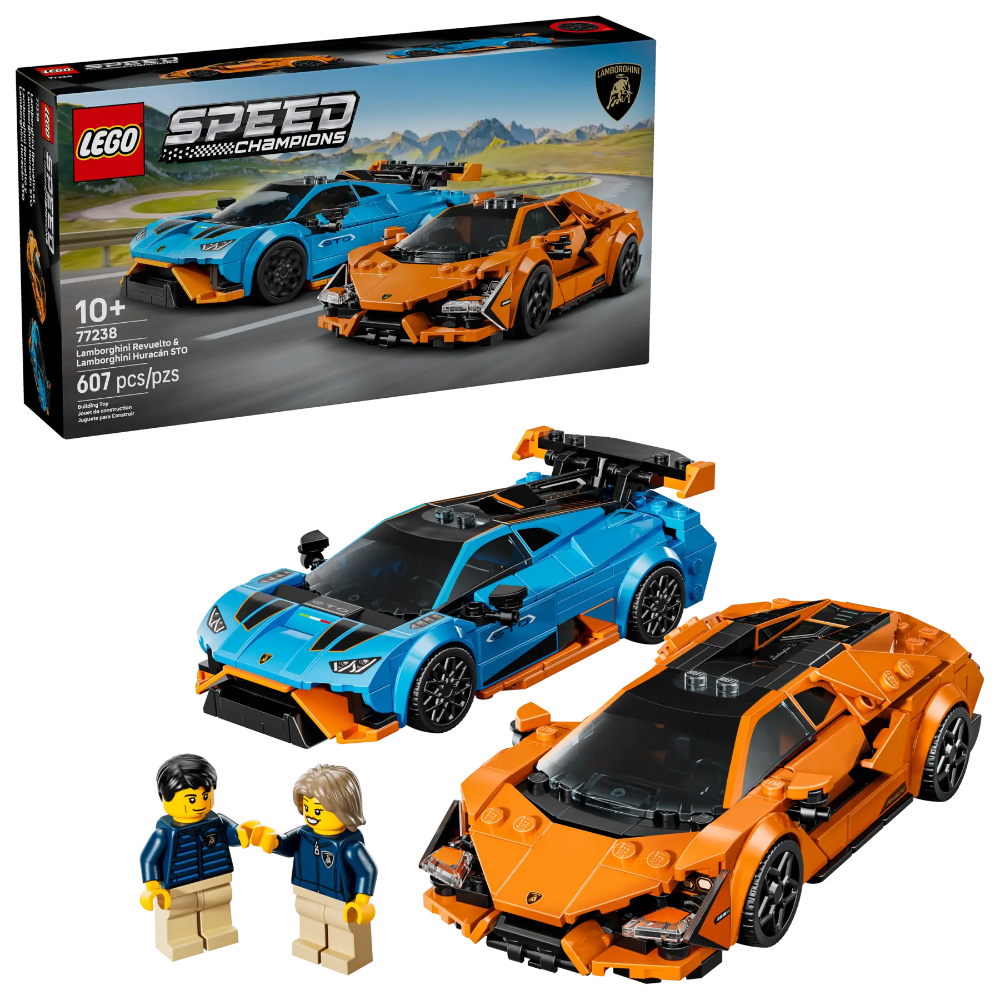 LEGO 77238  Speed Champions Lamborghini Revuelto & Huracán STO  2 Car Set with 2 Minifigures (Ages 9+, 607 Pieces) - Jaiman Toys